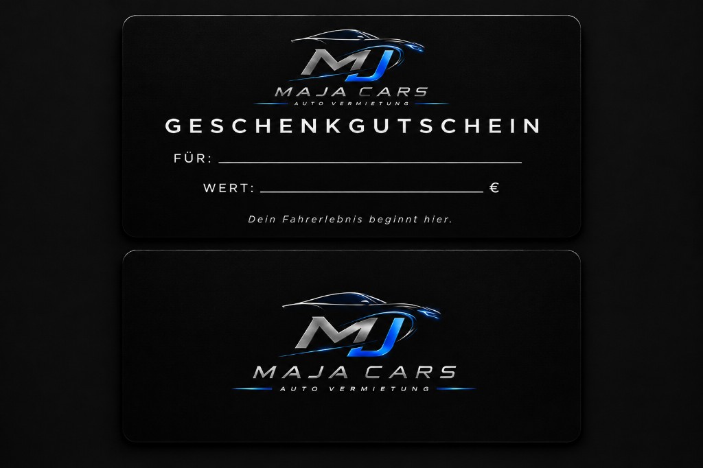 MaJa-Cars Geschenkgutschein – Vorder- und Rückseite